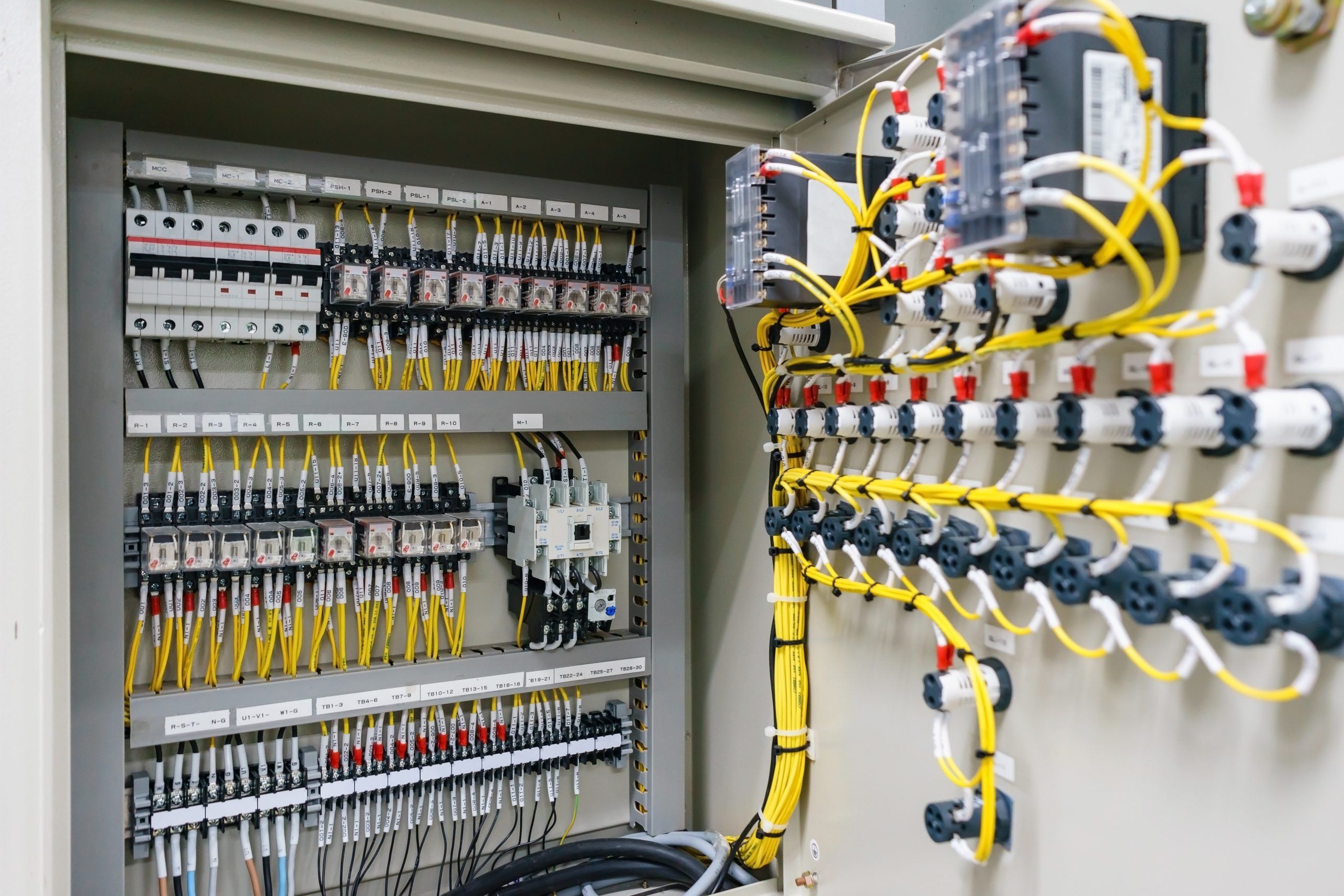 Commercial electrical panel installation in an industrial facility